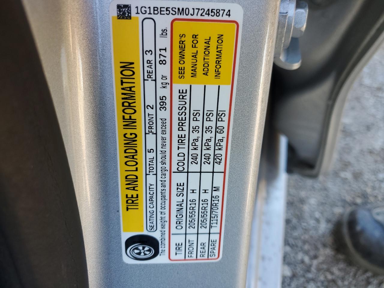 1G1BE5SM0J7245874 CHEVROLET CRUZE 2018