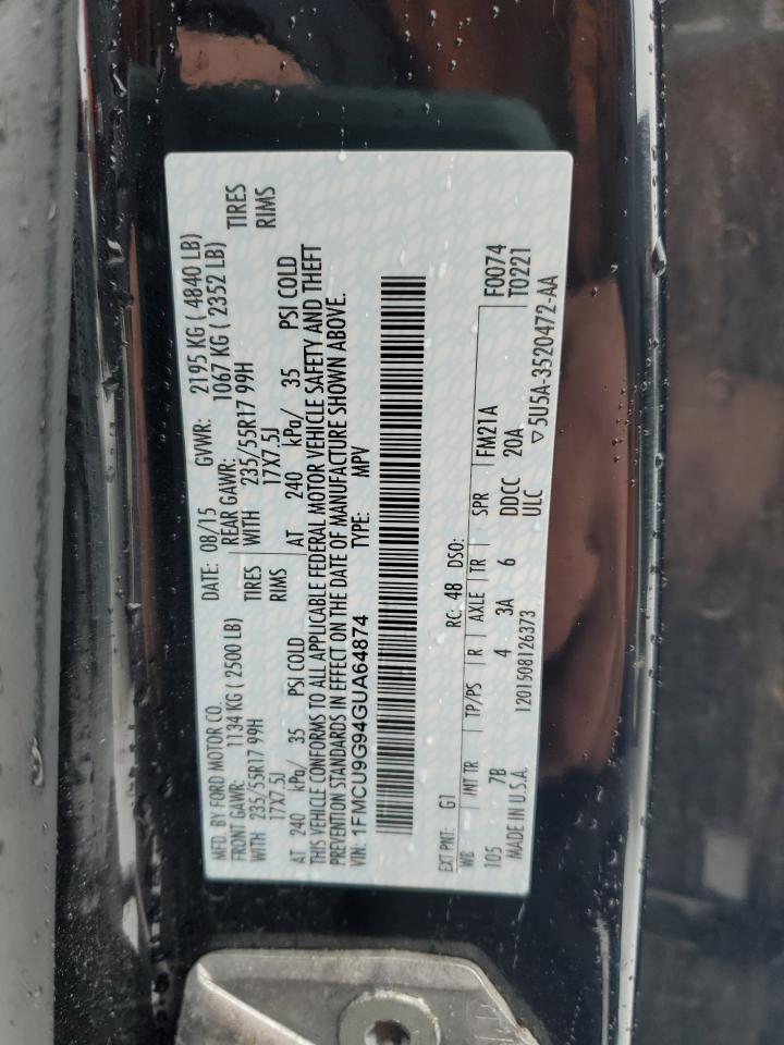 1FMCU9G94GUA64874 FORD ESCAPE 2016