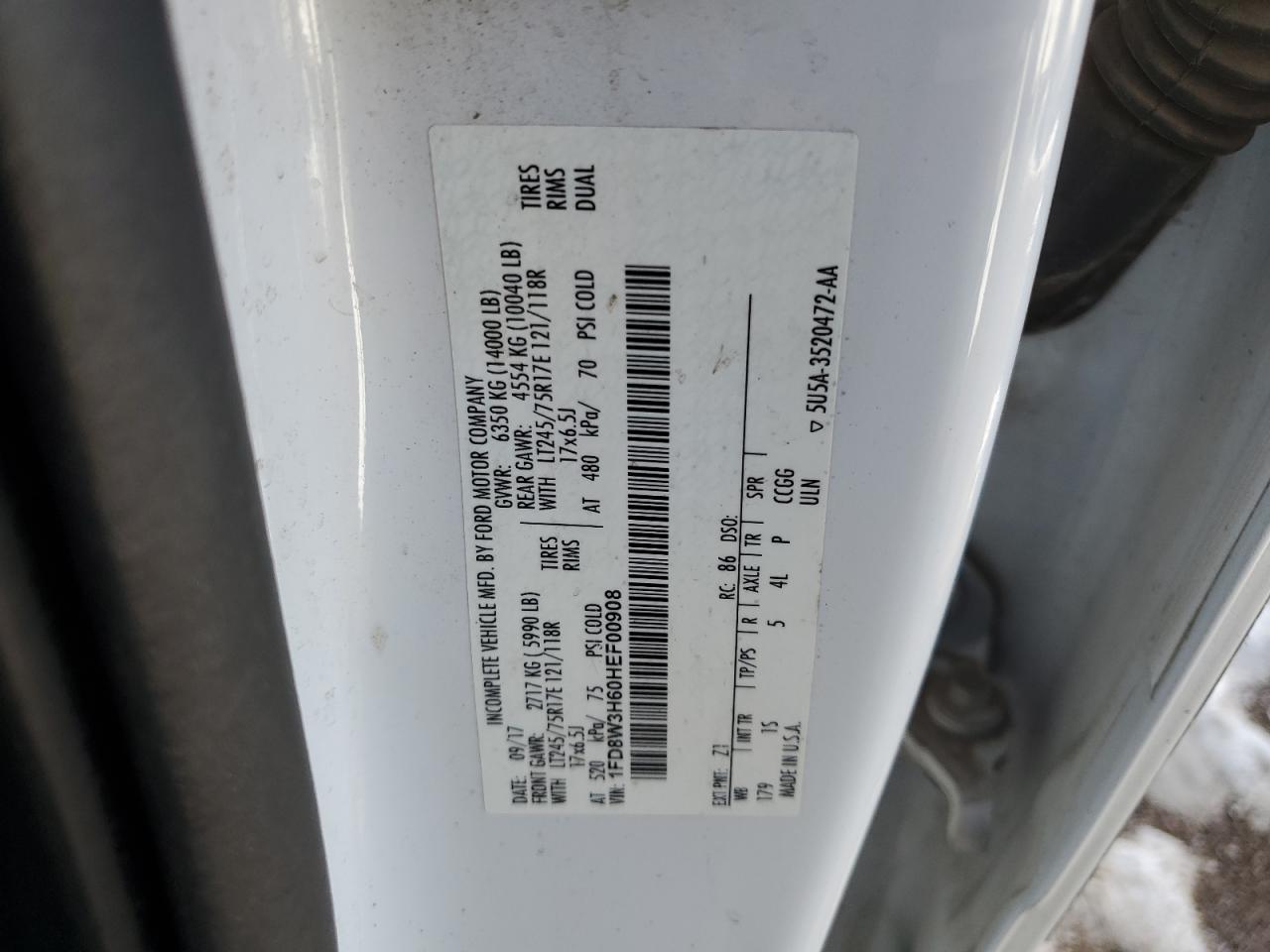 1FD8W3H60HEF00908 FORD F350 2017