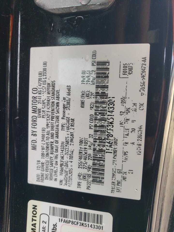 1FA6P8CF3K5143301 FORD MUSTANG 2019