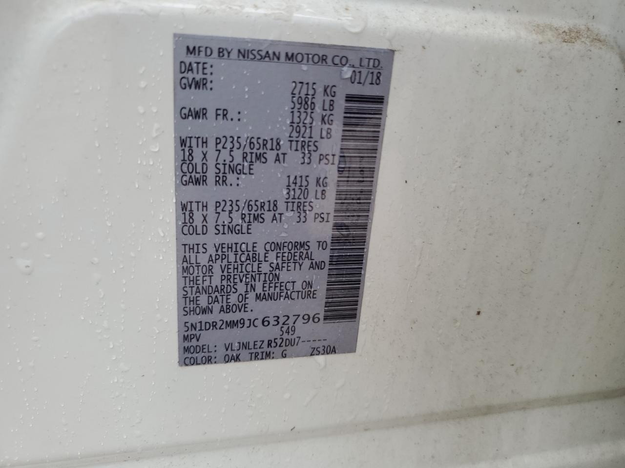 5N1DR2MM9JC632796 NISSAN PATHFINDER 2018