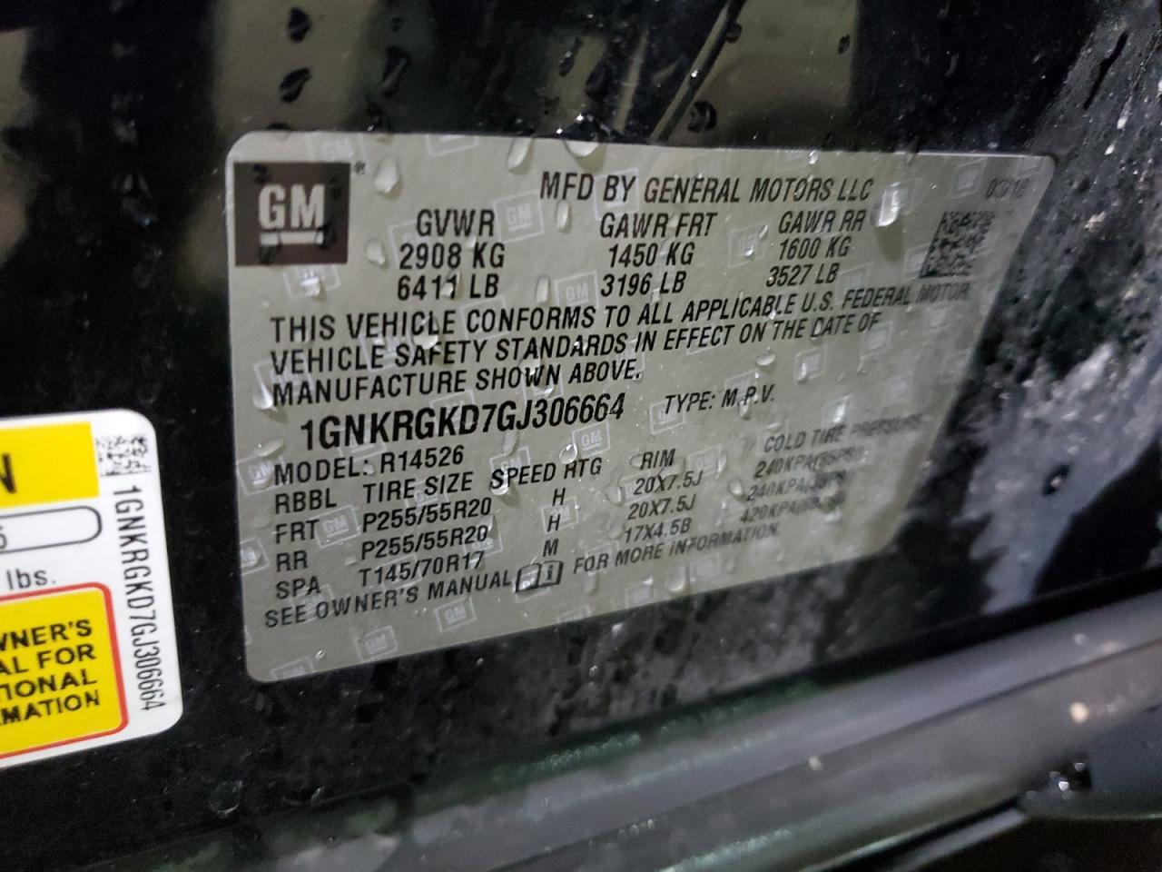 1GNKRGKD7GJ306664 CHEVROLET TRAVERSE 2016