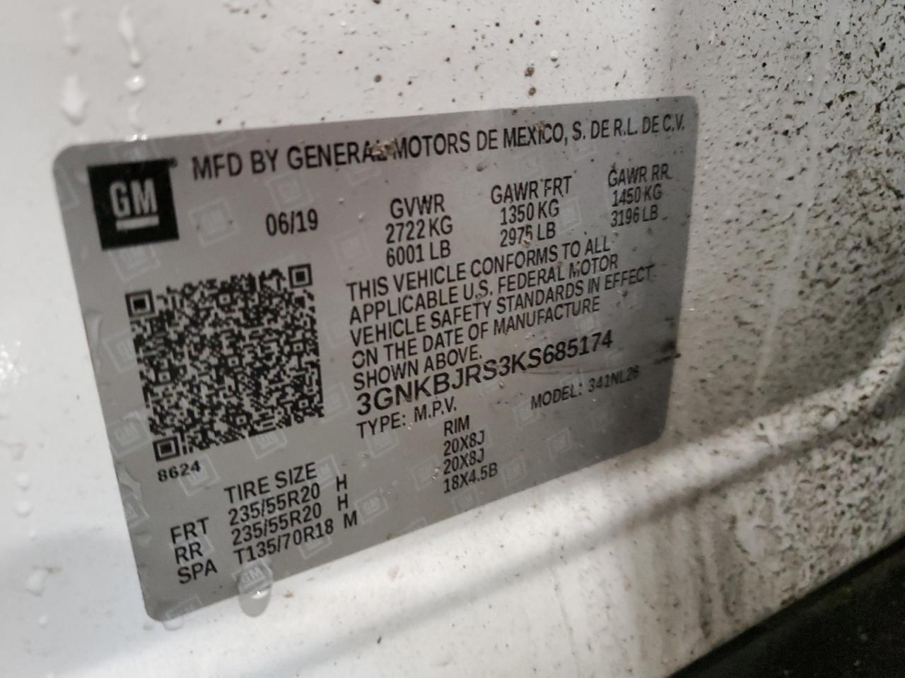 3GNKBJRS3KS685174 CHEVROLET BLAZER 2019