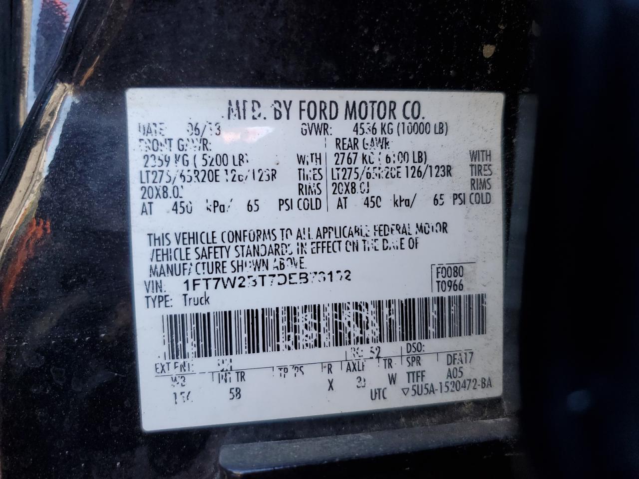 1FT7W2BT7DEB73152 2013 Ford F250 Super Duty