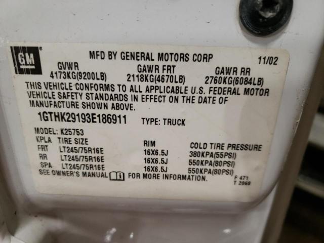 2003 GMC Sierra K2500 Heavy Duty VIN: 1GTHK29193E186911 Lot: 82539583