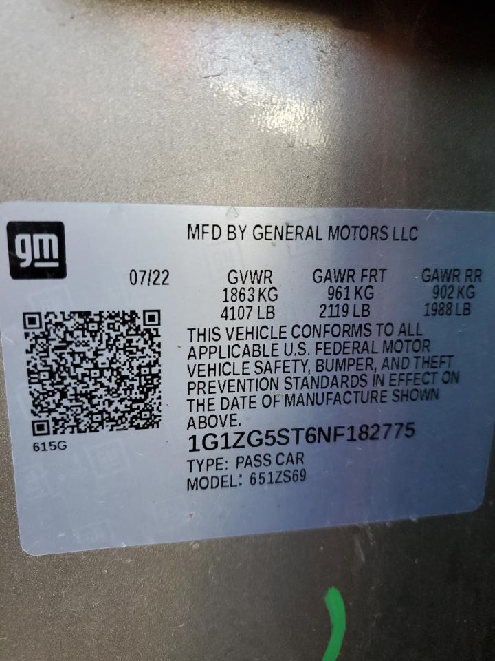 1G1ZG5ST6NF182775 CHEVROLET MALIBU 2022