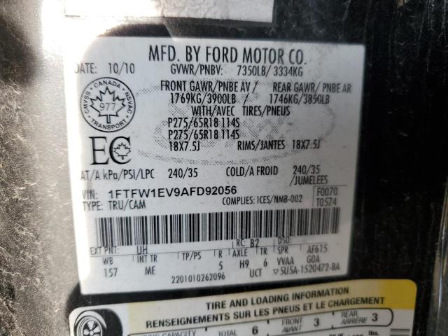 1FTFW1EV9AFD92056 | 2010 Ford f150 supercrew