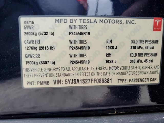 5YJSA1S27FF086881 | 2015 TESLA MODEL S 70