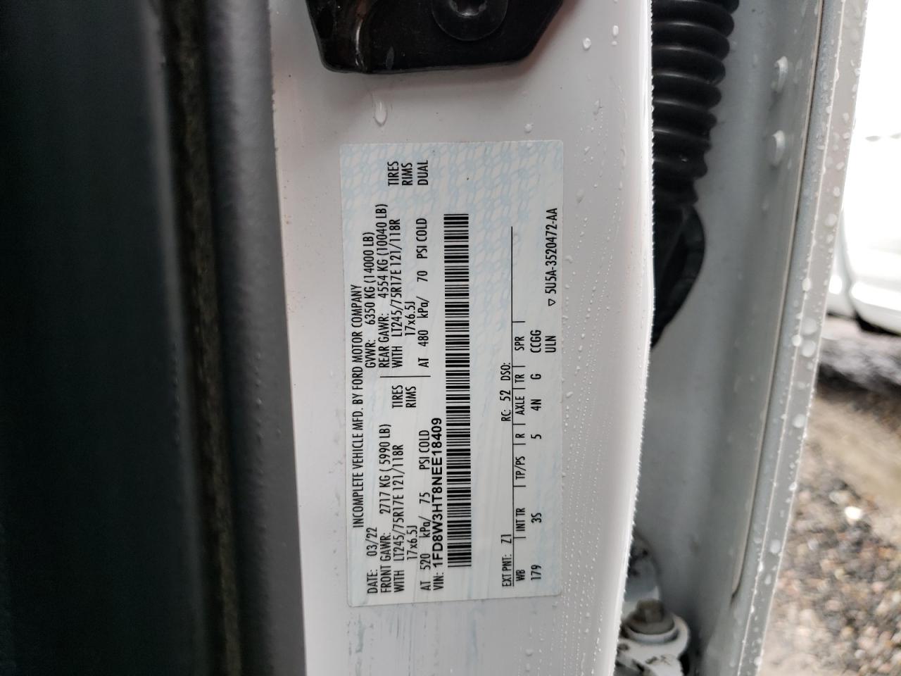 1FD8W3HT8NEE18409 FORD F350 2022