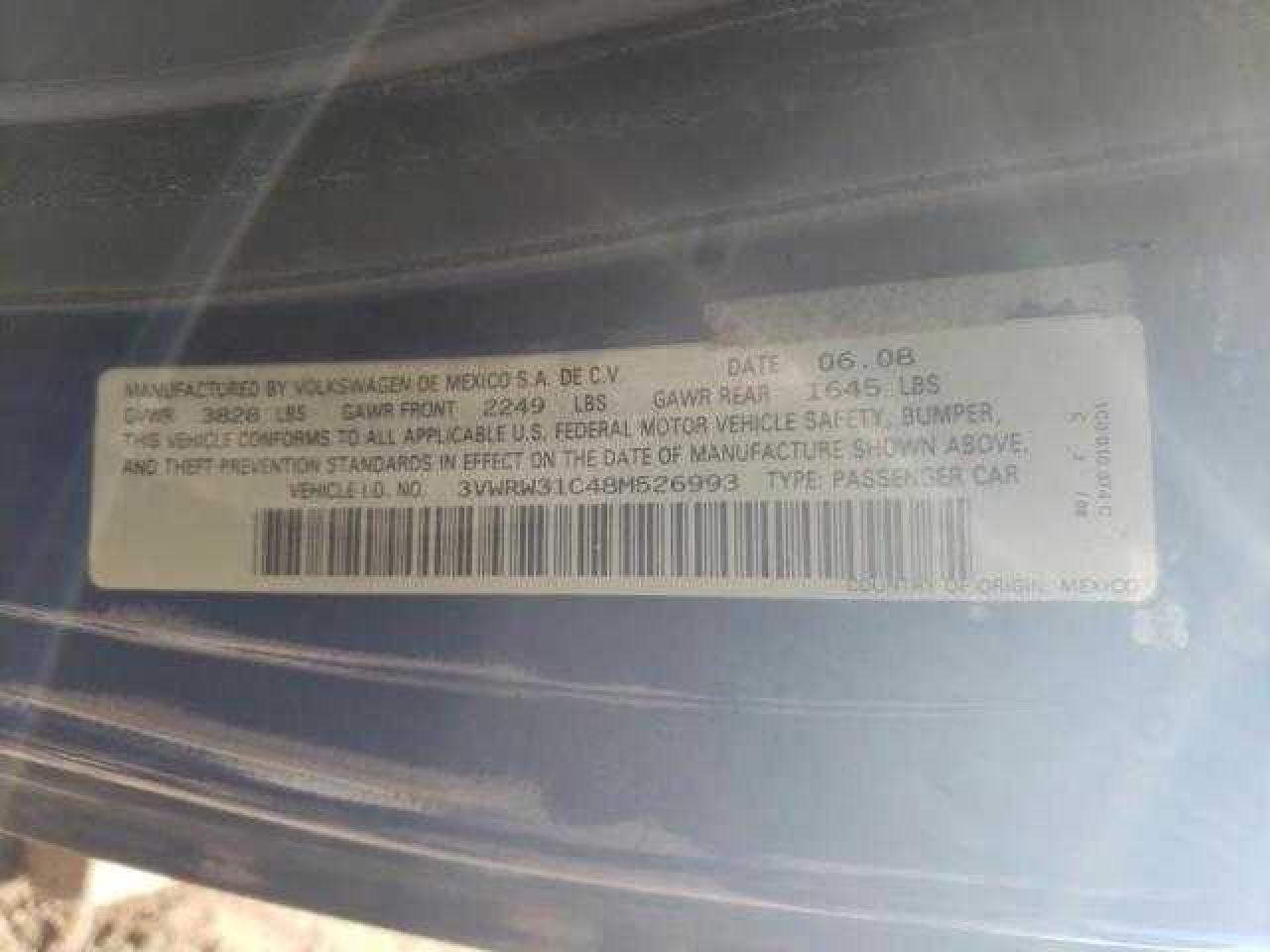 3VWRW31C48M526993 2008 Volkswagen New Beetle S