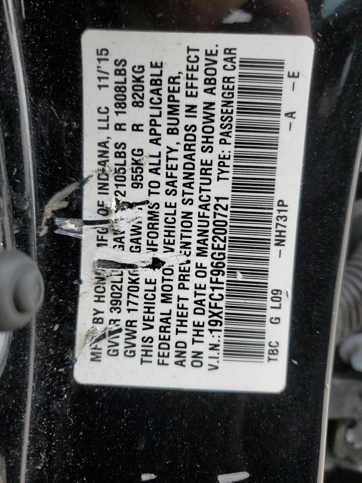 19XFC1F96GE200721 HONDA CIVIC 2016