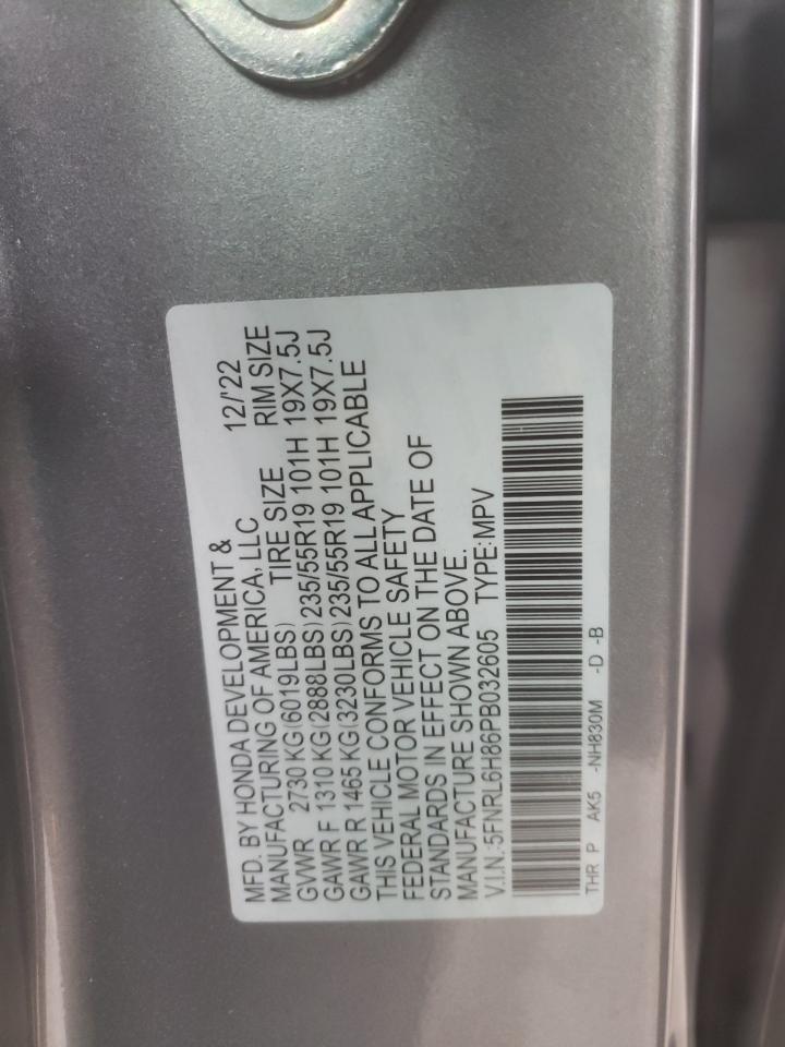 VIN: 5FNRL6H86PB032605 2023 HONDA ODYSSEY