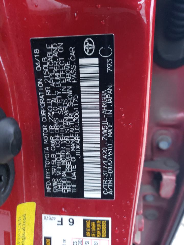 JTDKARFU2J3061175 TOYOTA PRIUS 2018