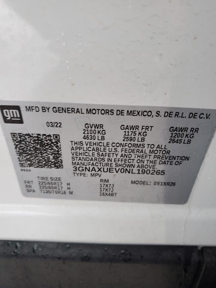 3GNAXUEV0NL190265 CHEVROLET EQUINOX 2022