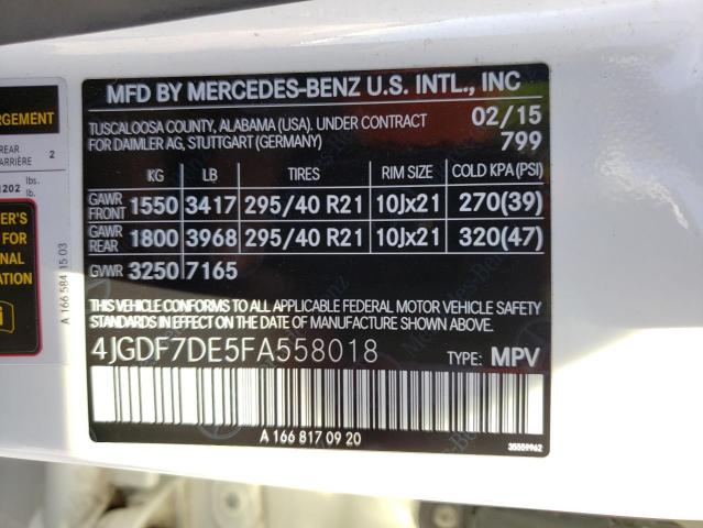 VIN 4JGDF7DE5FA558018 2015 Mercedes-Benz GL-Class, ... no.13