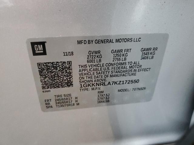 1GKKNRLA7KZ172550 | 2019 GMC ACADIA SLE