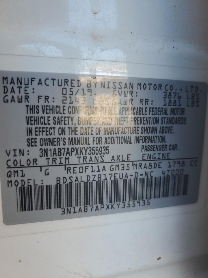 3N1AB7APXKY355935 NISSAN SENTRA 2019