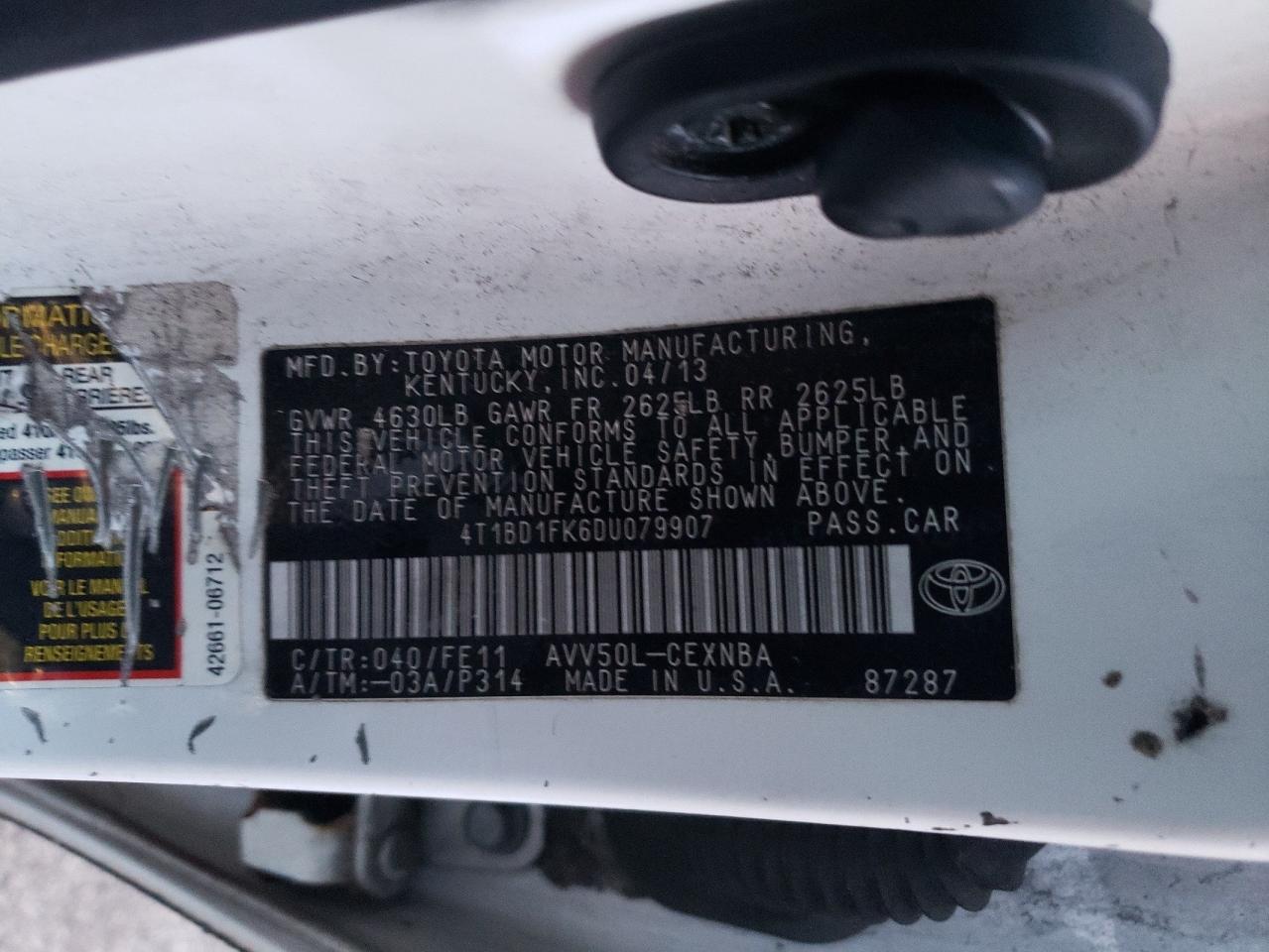 4T1BD1FK6DU079907 2013 Toyota Camry Hybrid