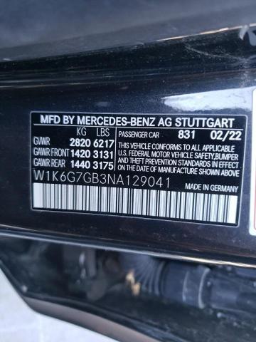 2022 Mercedes-Benz S 580 4Matic VIN: W1K6G7GB3NA129041 Lot: 37557354