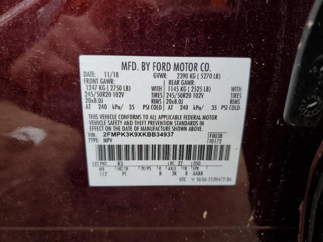 2FMPK3K9XKBB34937 2019 FORD EDGE, photo no. 13