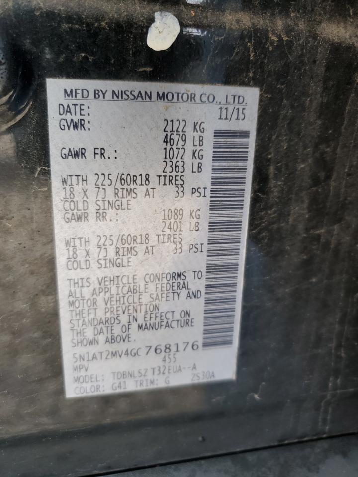 5N1AT2MV4GC768176 NISSAN ROGUE 2016