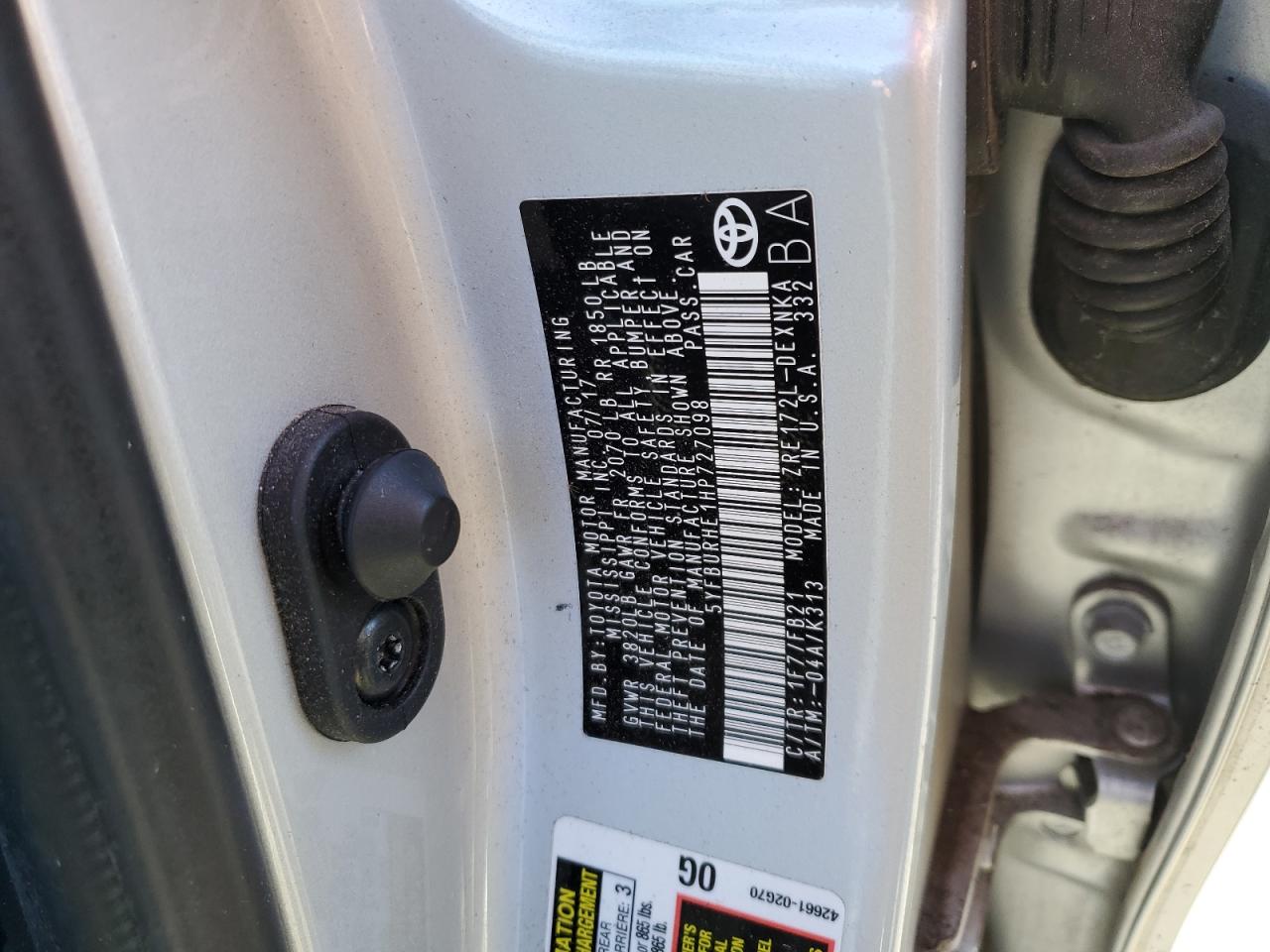 5YFBURHE1HP727098 TOYOTA COROLLA 2017