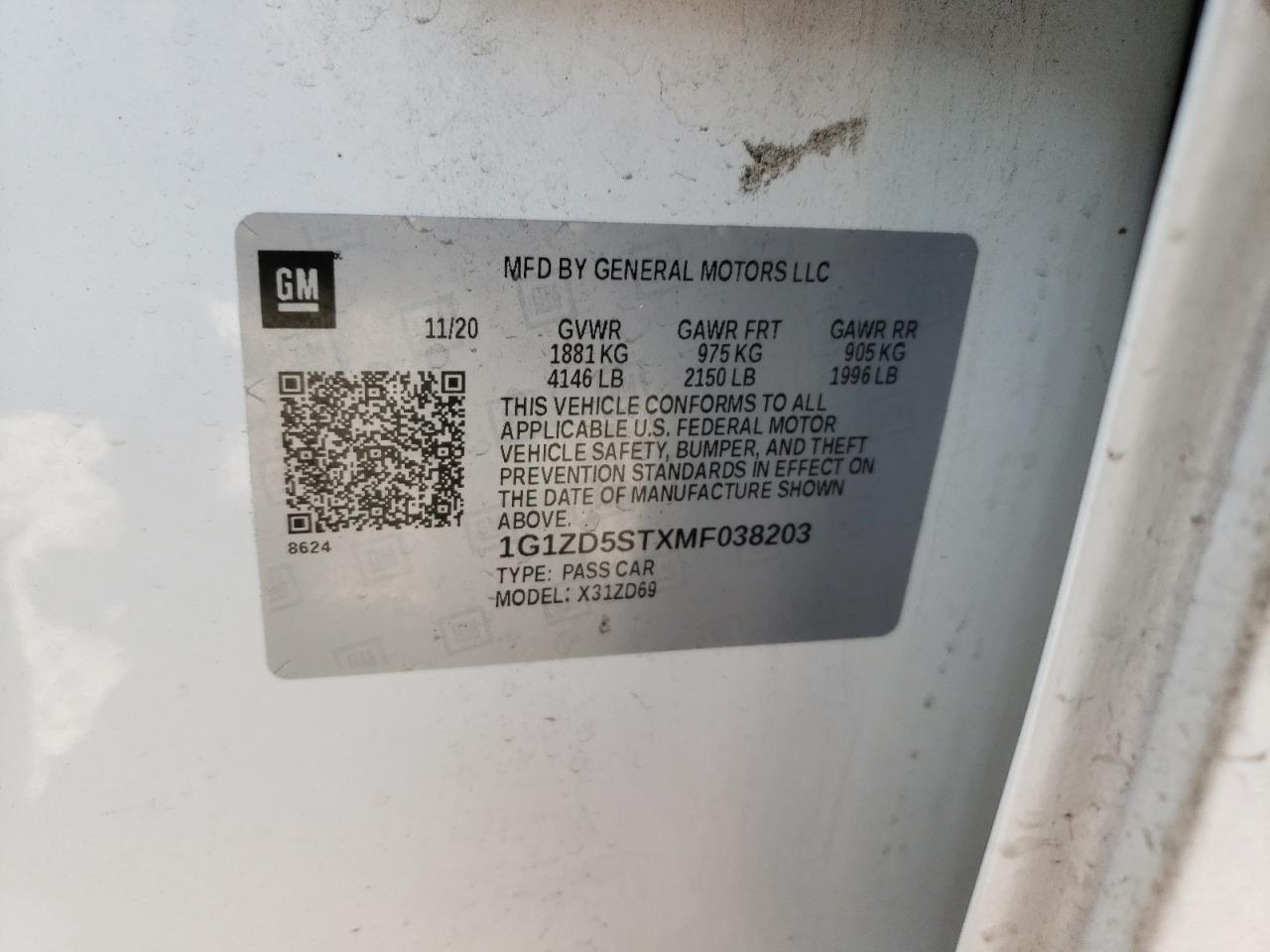 1G1ZD5STXMF038203 CHEVROLET MALIBU 2021