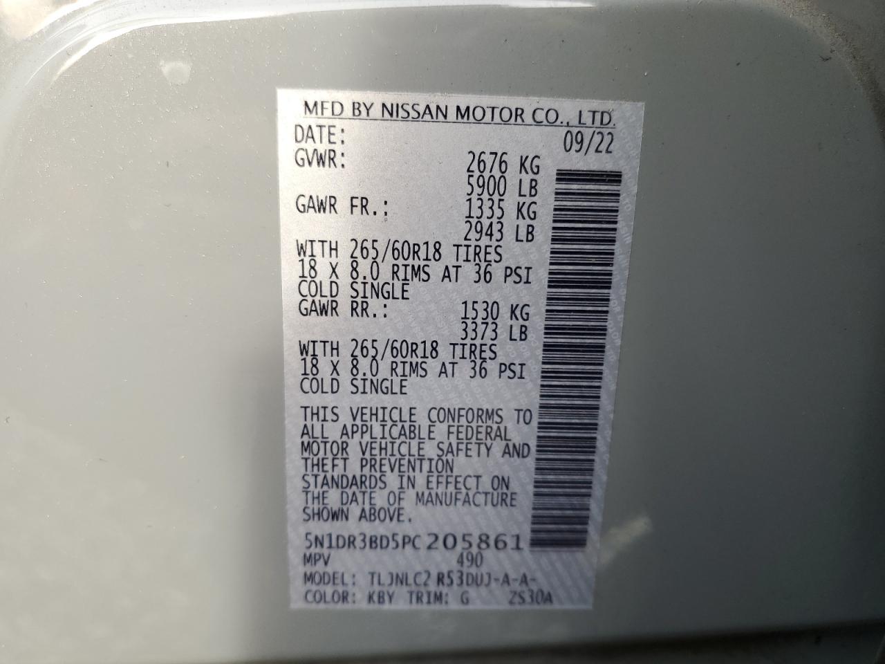 5N1DR3BD5PC205861 NISSAN PATHFINDER 2023