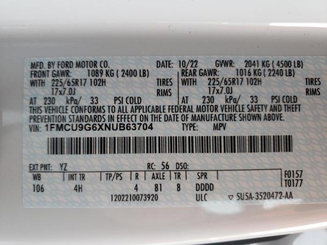 1FMCU9G6XNUB63704 2022 FORD ESCAPE - Image 13