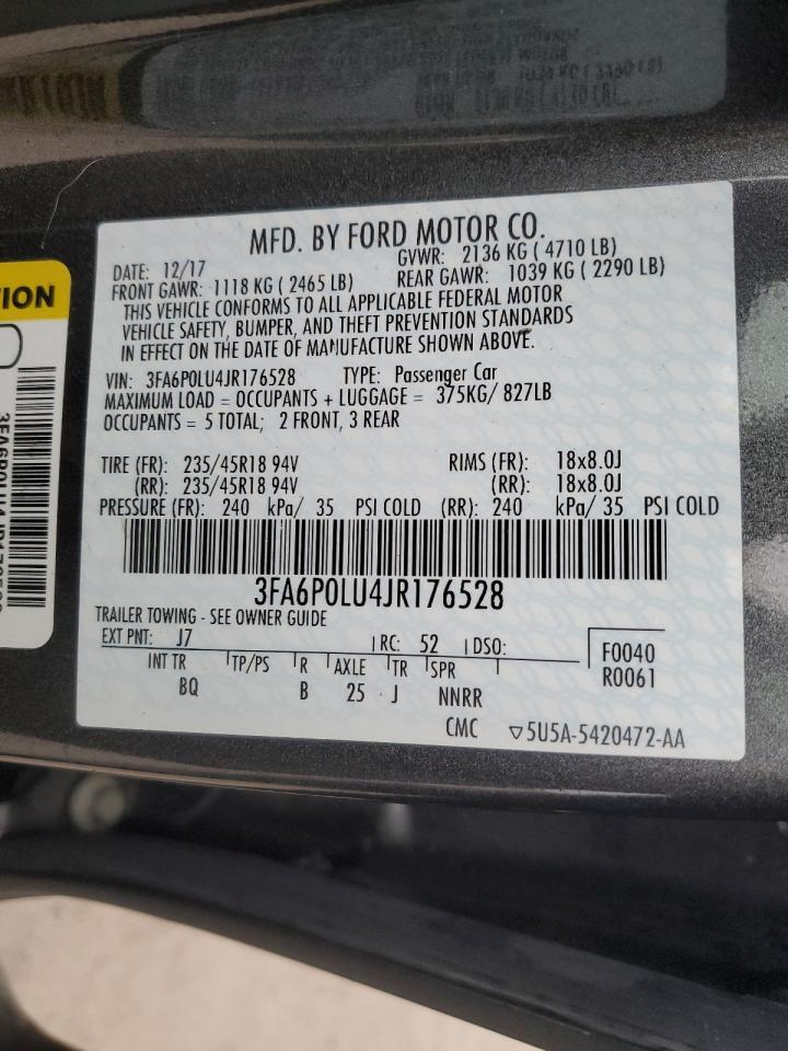 3FA6P0LU4JR176528 FORD FUSION 2018