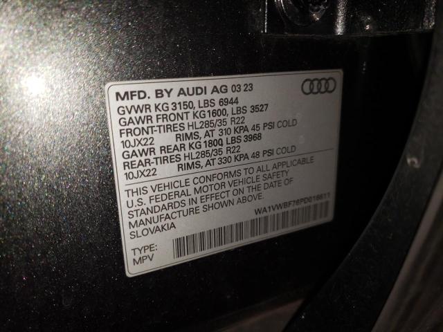 WA1VWBF76PD016611 | 2023 AUDI SQ7 PRESTI