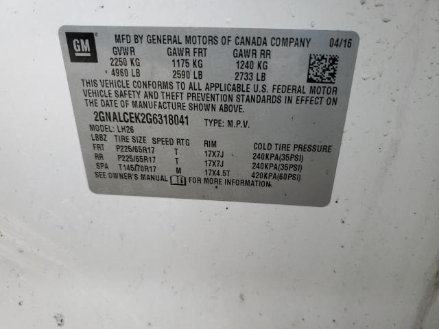 2016 CHEVROLET EQUINOX LT - 2GNALCEK2G6318041