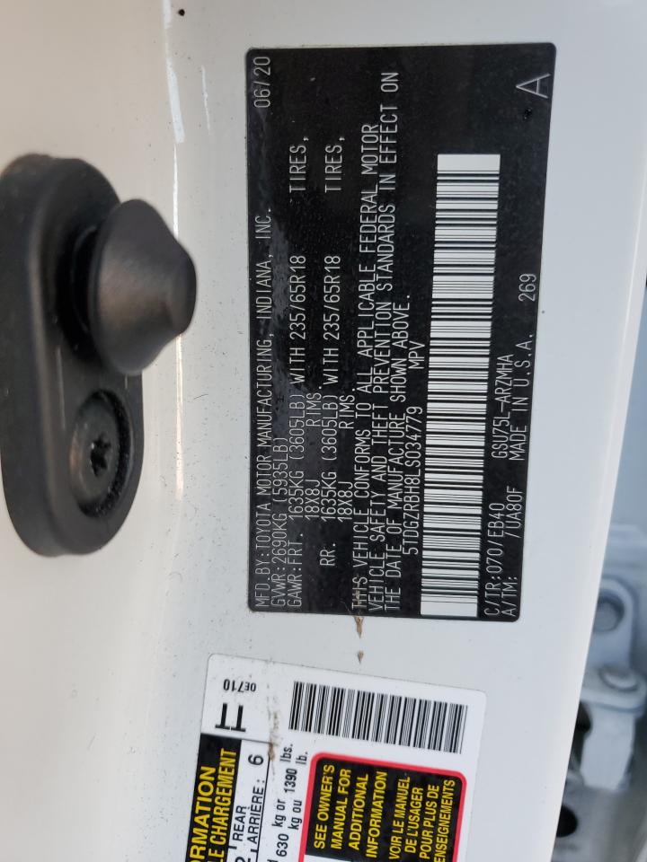 5TDGZRBH8LS034779 TOYOTA HIGHLANDER 2020
