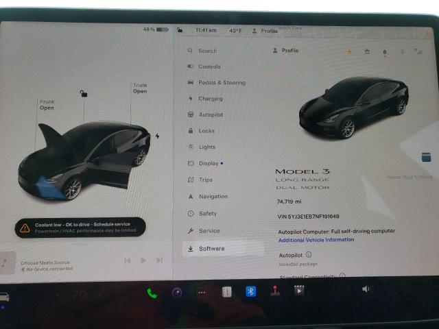 5YJ3E1EB7NF191648 | 2022 TESLA MODEL 3