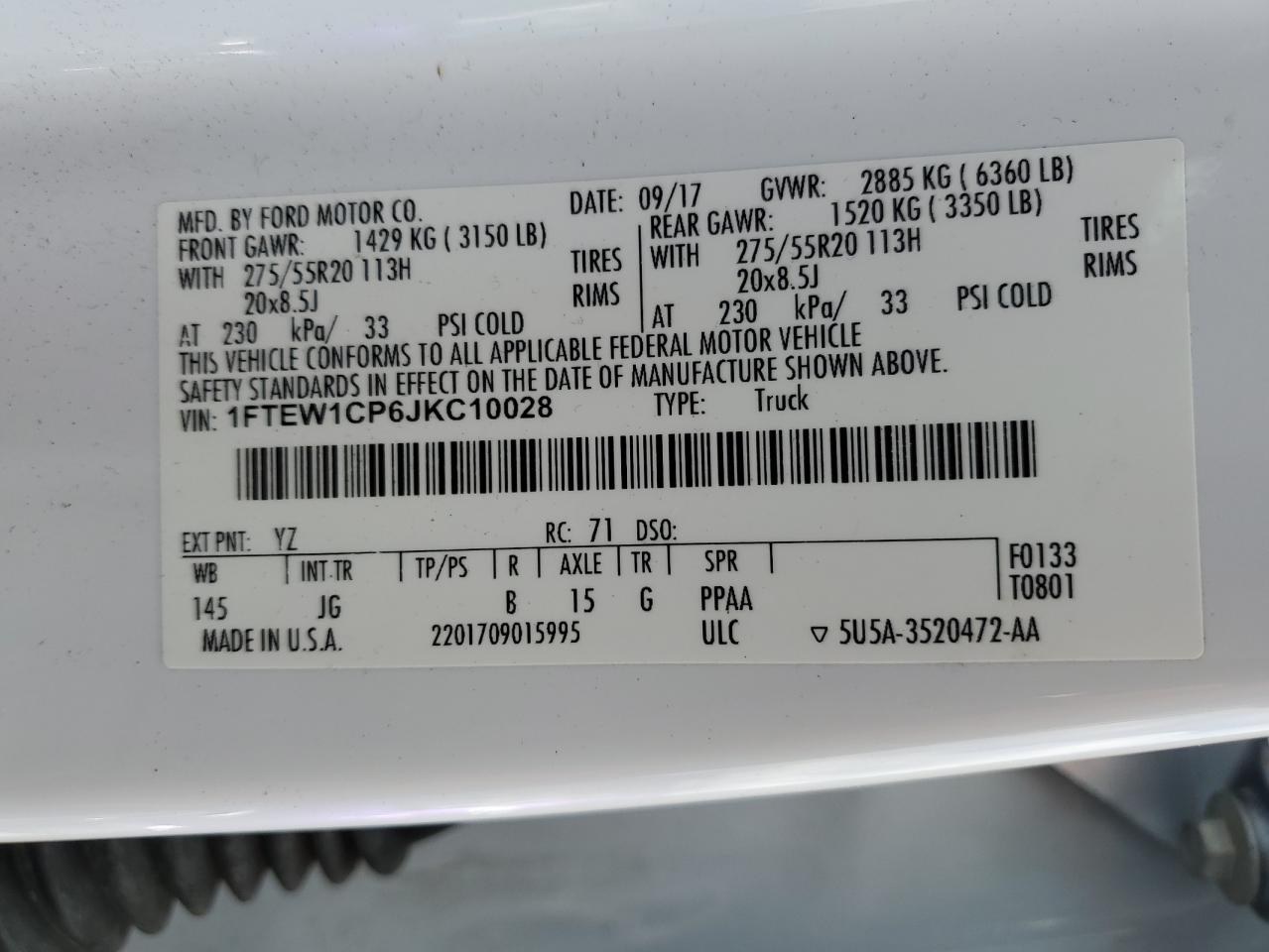 1FTEW1CP6JKC10028 FORD F-150 2018