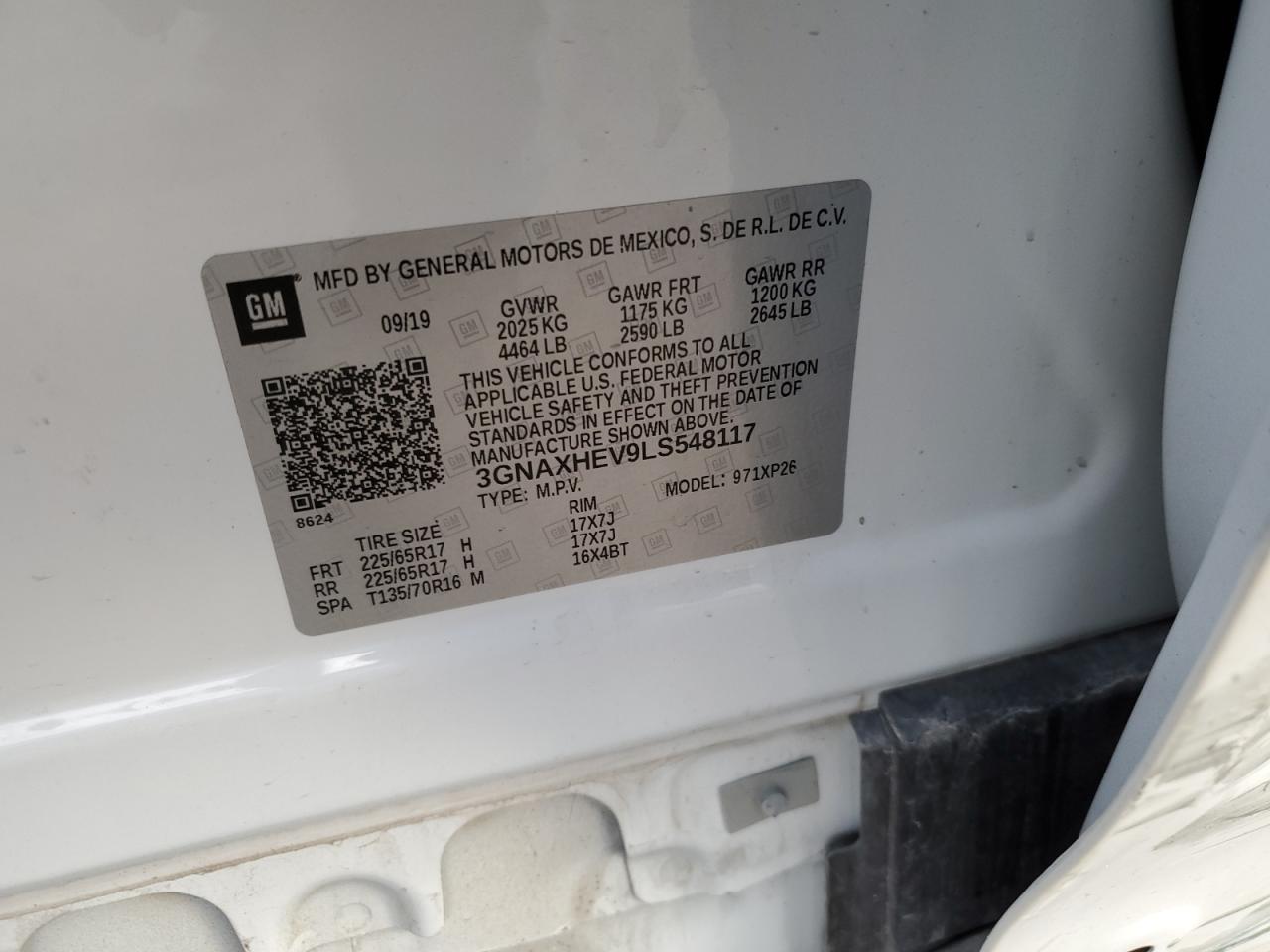 3GNAXHEV9LS548117 CHEVROLET EQUINOX 2020