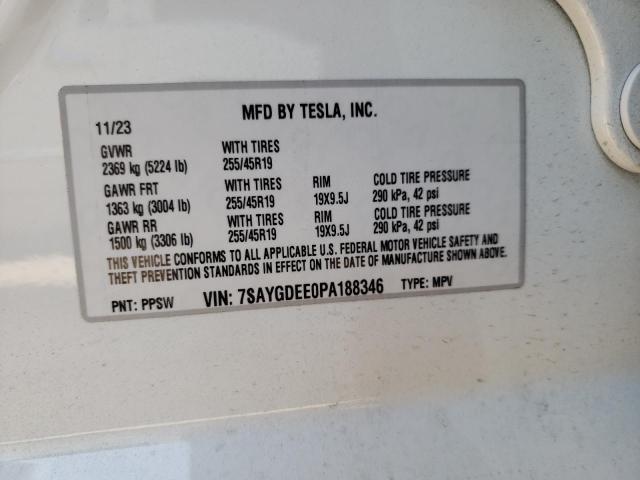 7SAYGDEE0PA188346 | 2023 TESLA MODEL Y