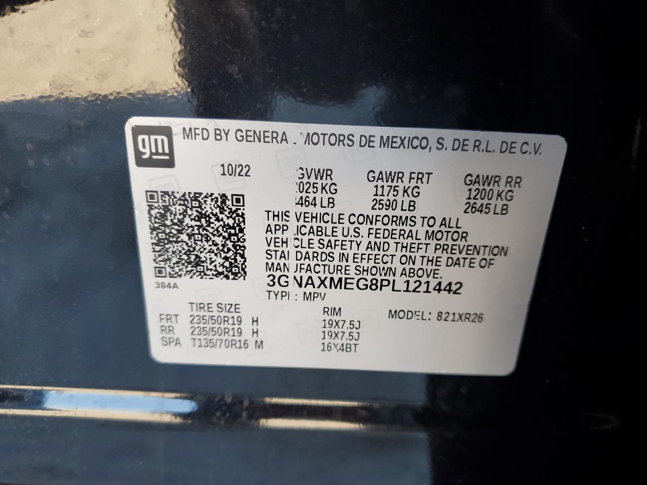 3GNAXMEG8PL121442 CHEVROLET EQUINOX 2023