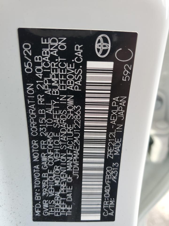 JTDVPMAE2MJ122863 TOYOTA COROLLA 2021