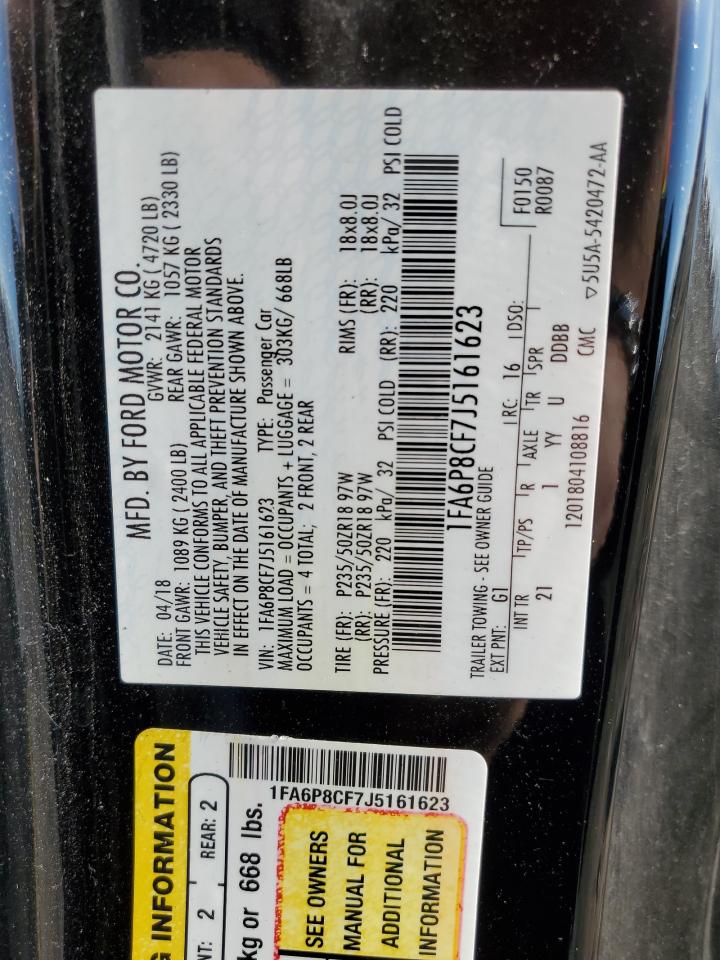 1FA6P8CF7J5161623 FORD MUSTANG 2018