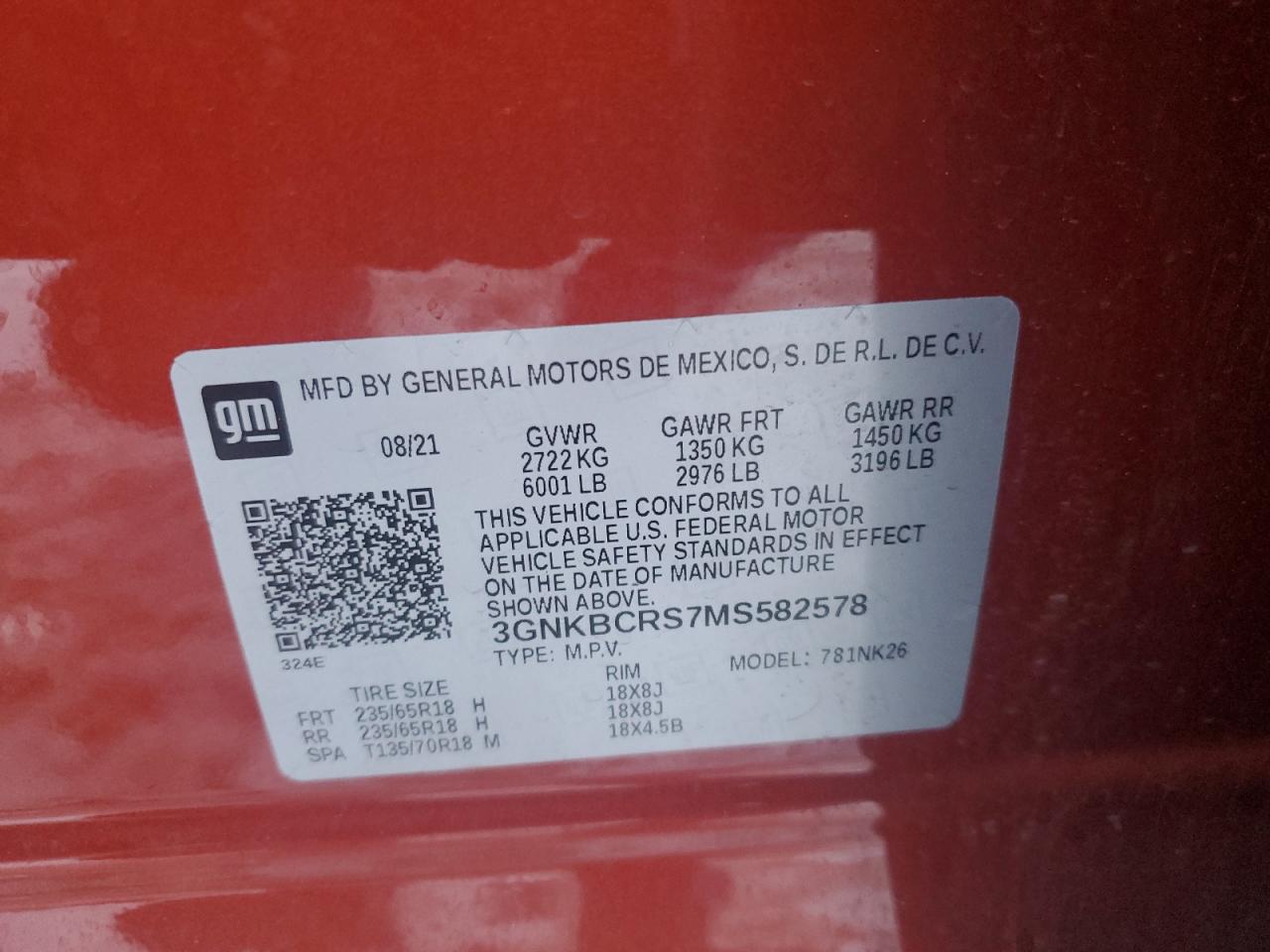 3GNKBCRS7MS582578 CHEVROLET BLAZER 2021