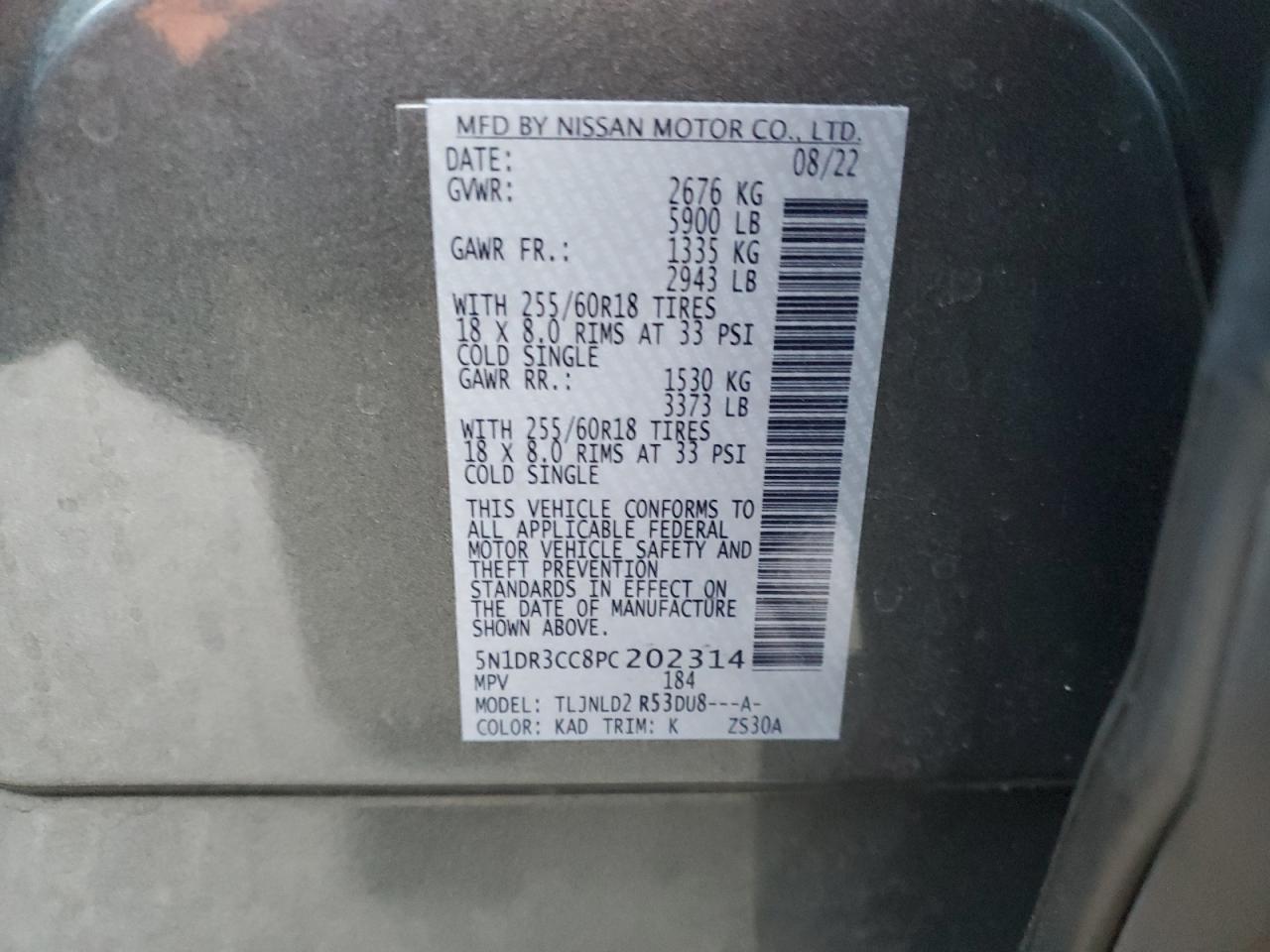 5N1DR3CC8PC202314 NISSAN PATHFINDER 2023
