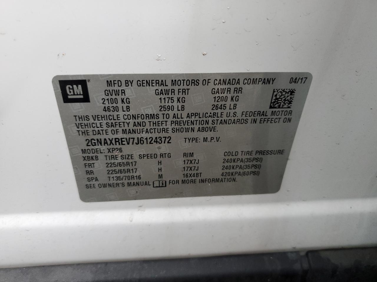 2GNAXREV7J6124372 CHEVROLET EQUINOX 2018