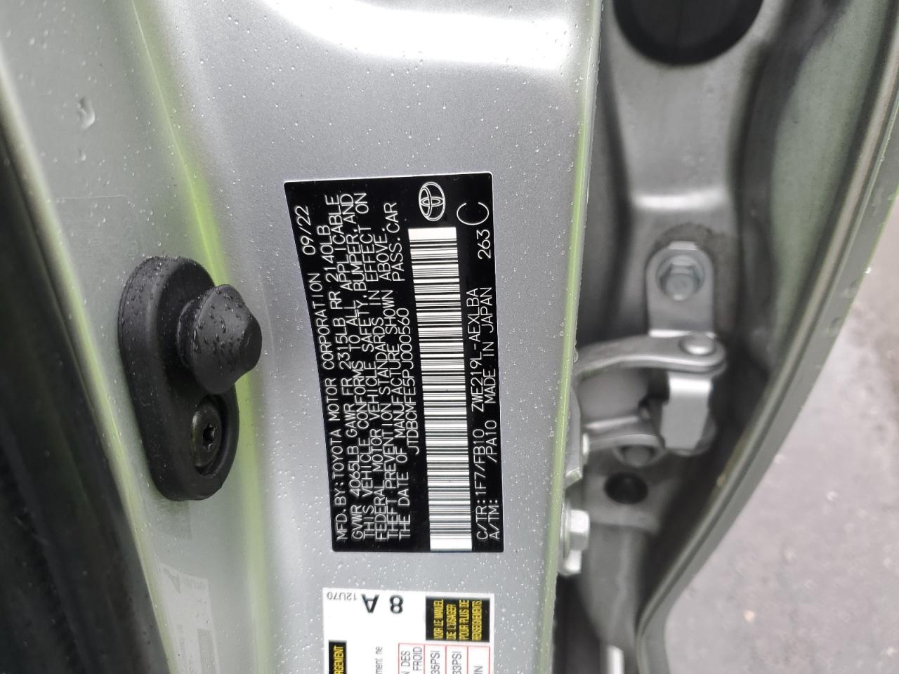 JTDBCMFE5PJ000560 TOYOTA COROLLA 2023