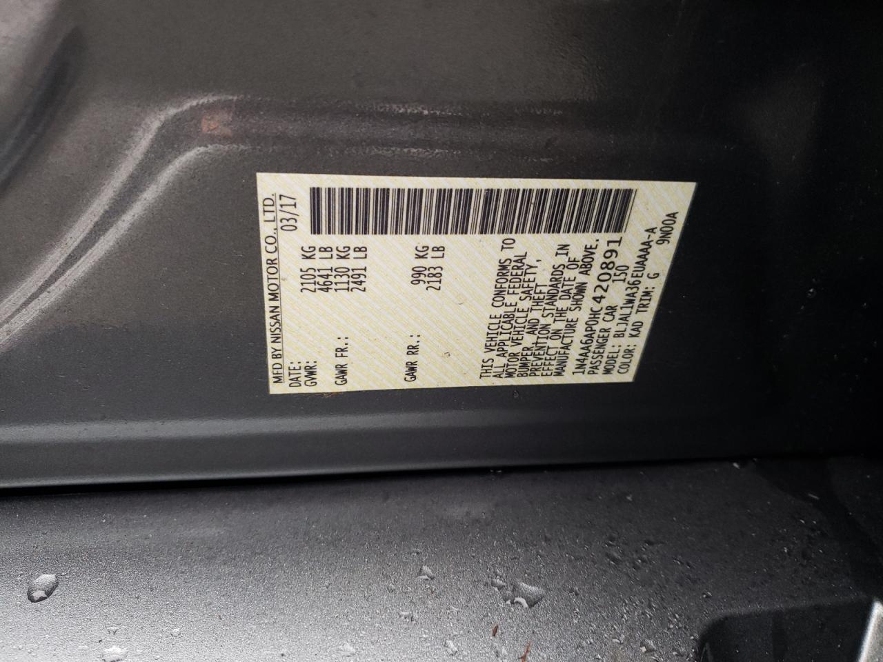 1N4AA6AP0HC420891 NISSAN MAXIMA 2017