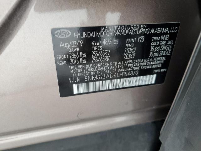 5NMS23AD6LH154870 | 2020 HYUNDAI SANTA FE S