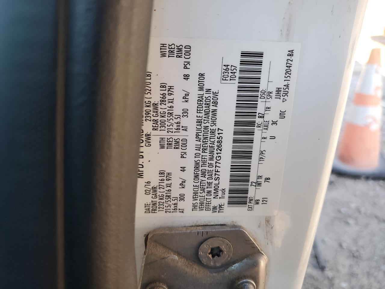 NM0LS7F77G1268517 2016 Ford Transit Connect Xlt