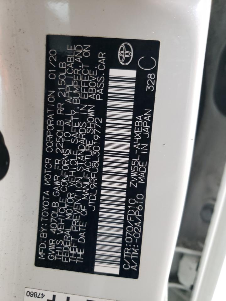 JTDL9RFU8L3019772 TOYOTA PRIUS 2020
