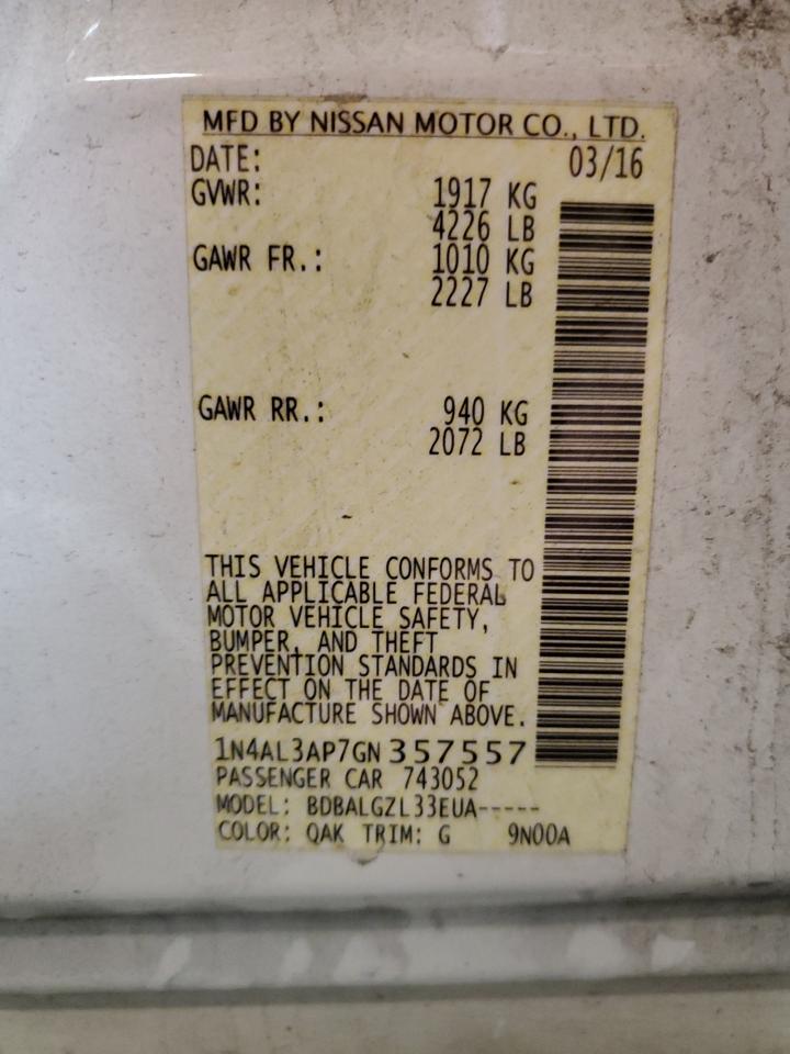 1N4AL3AP7GN357557 NISSAN ALTIMA 2016