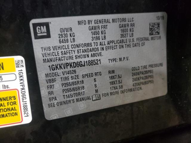 1GKKVPKD6GJ188521 | 2016 GMC ACADIA SLE